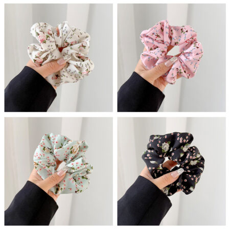 Wholesale Floral Chiffon Scrunchie Hair Ties 2025 Collection - image 1