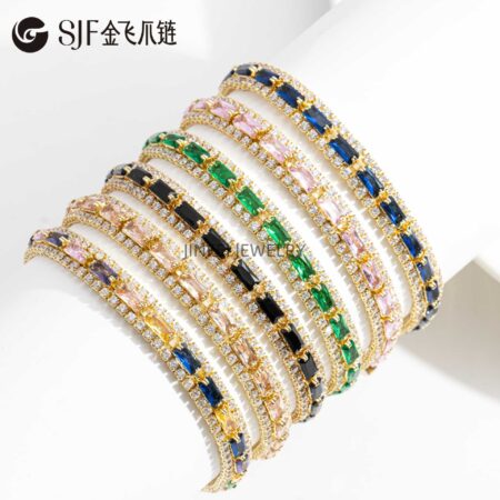 Wholesale Champagne Tennis Chain Bracelet with Triple Row Zirconia - image 1