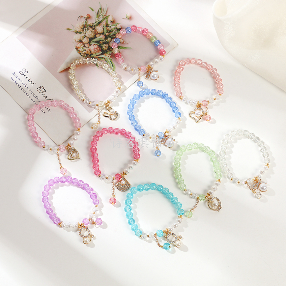 Wholesale Crackle Glass Pearl Crystal Bracelets for Women - image 1