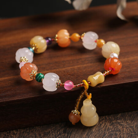 Wholesale Natural Hetian Golden Silk Jade Bracelets with Pendant - image 1