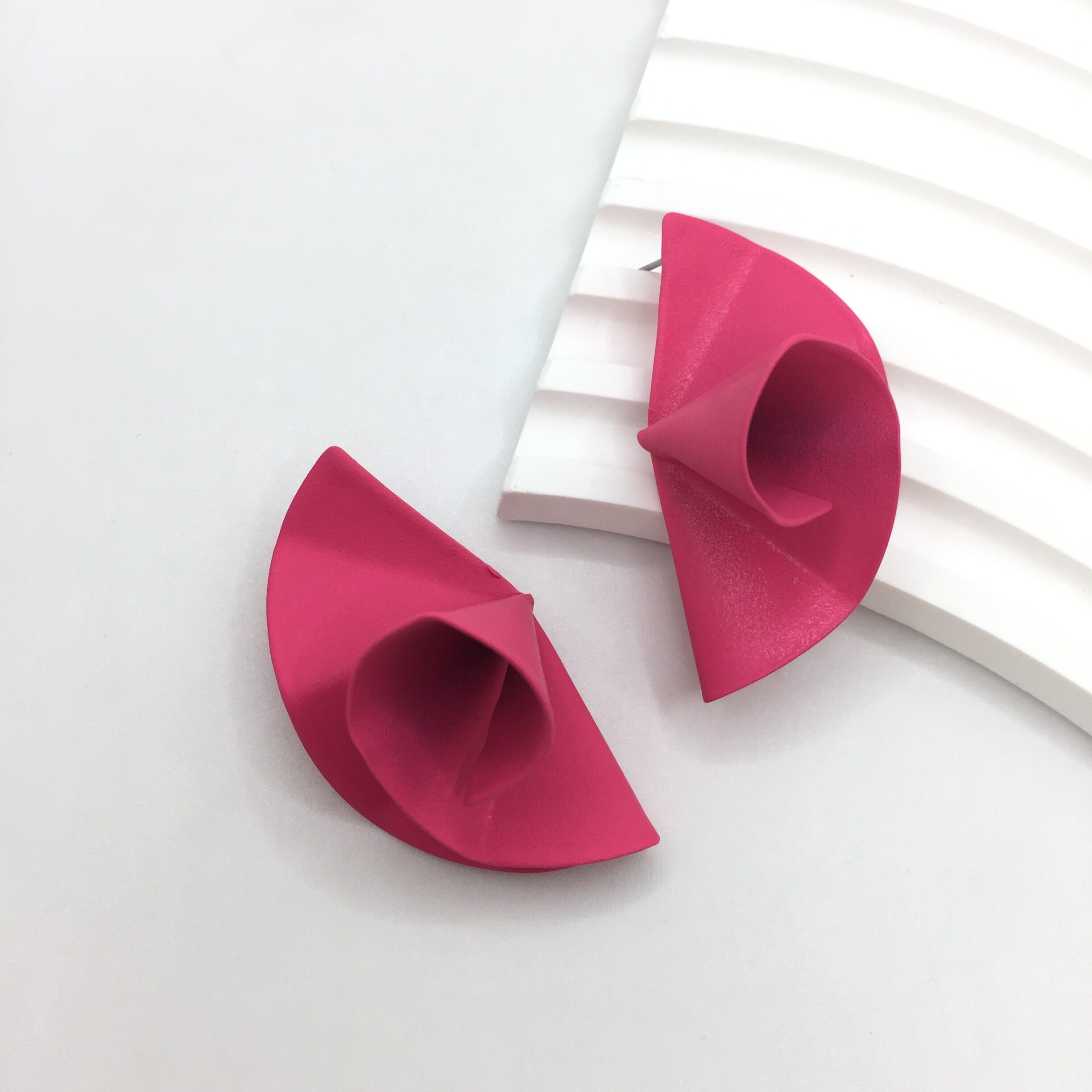 Geometric Asymmetric Earrings Black Red Fashion