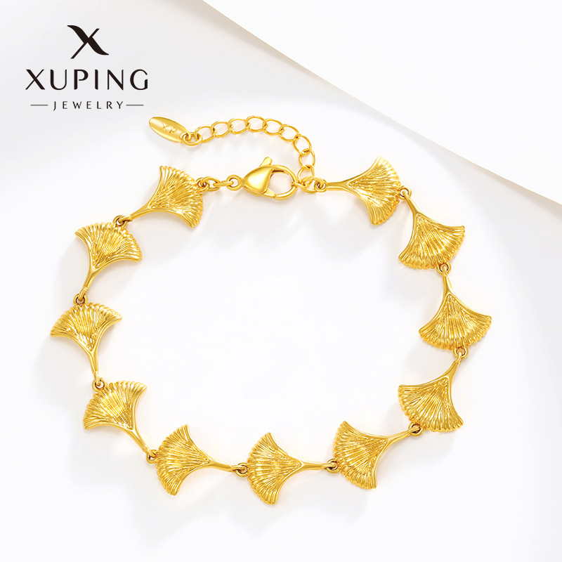 Wholesale 24K Gold Plated Ginkgo Leaf Bracelet Women Fashion - image 1