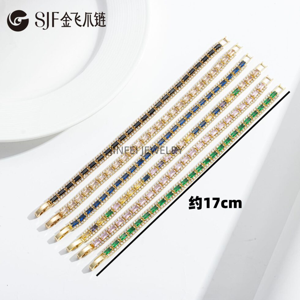 Wholesale Champagne Tennis Chain Bracelet with Triple Row Zirconia - image 2