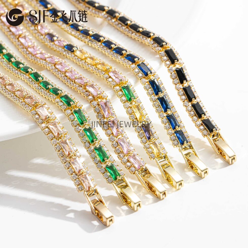 Wholesale Champagne Tennis Chain Bracelet with Triple Row Zirconia - image 4