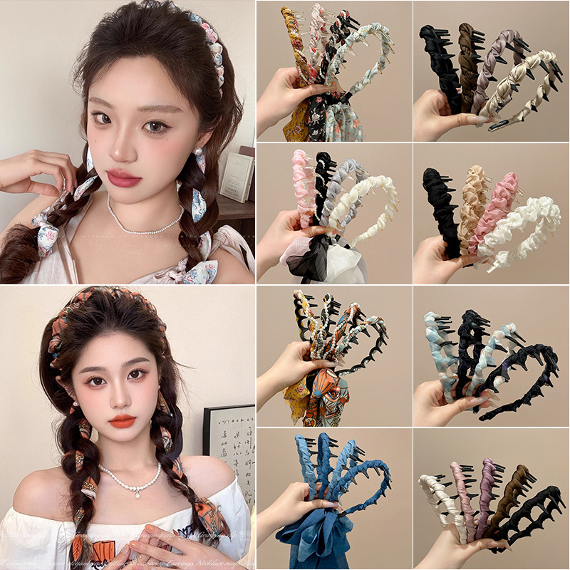 Wholesale French Style Non-Slip Wavy Fabric Headbands for Women - image 2