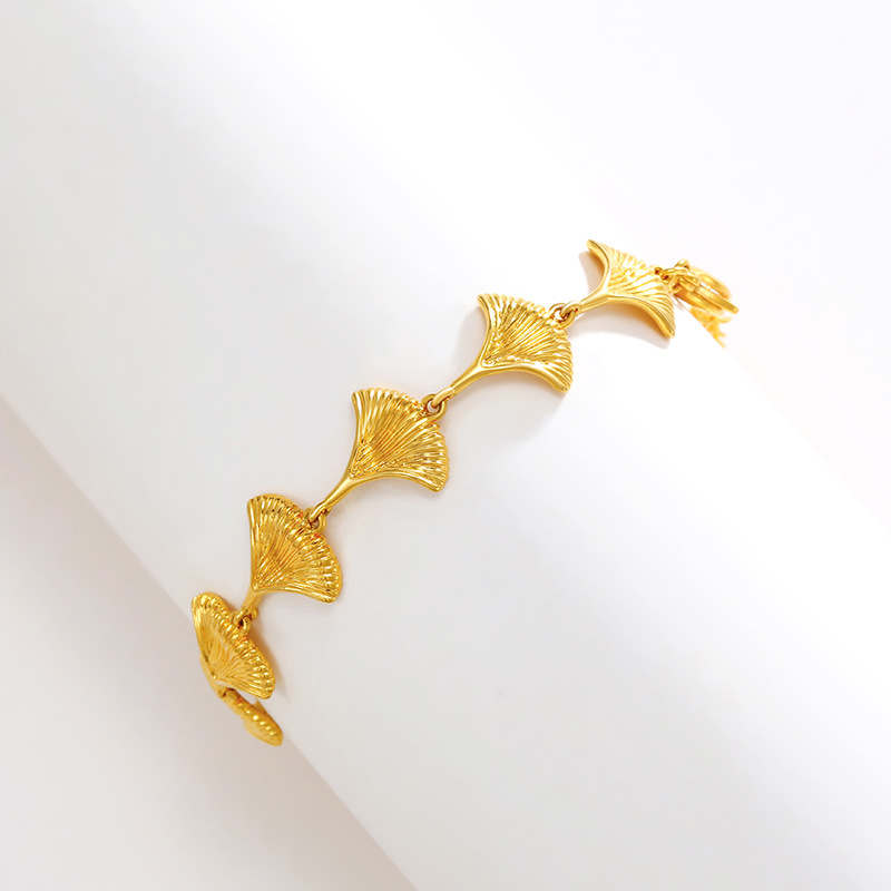 Wholesale 24K Gold Plated Ginkgo Leaf Bracelet Women Fashion - image 4