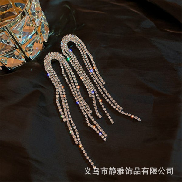 Wholesale 925 Sterling Silver Long Tassel Drop Earrings with Diamonds - image 2