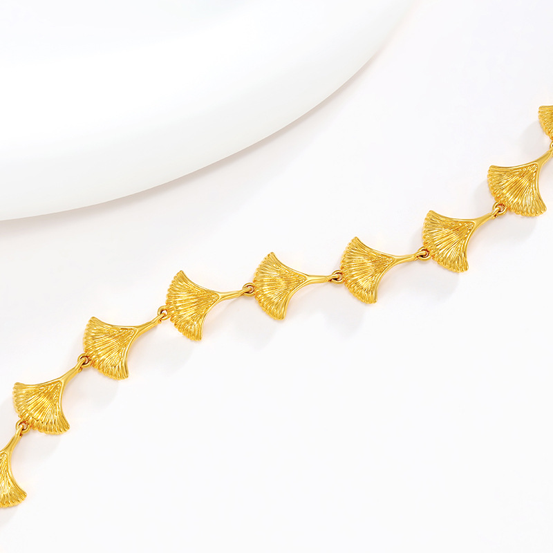Wholesale 24K Gold Plated Ginkgo Leaf Bracelet Women Fashion - image 2