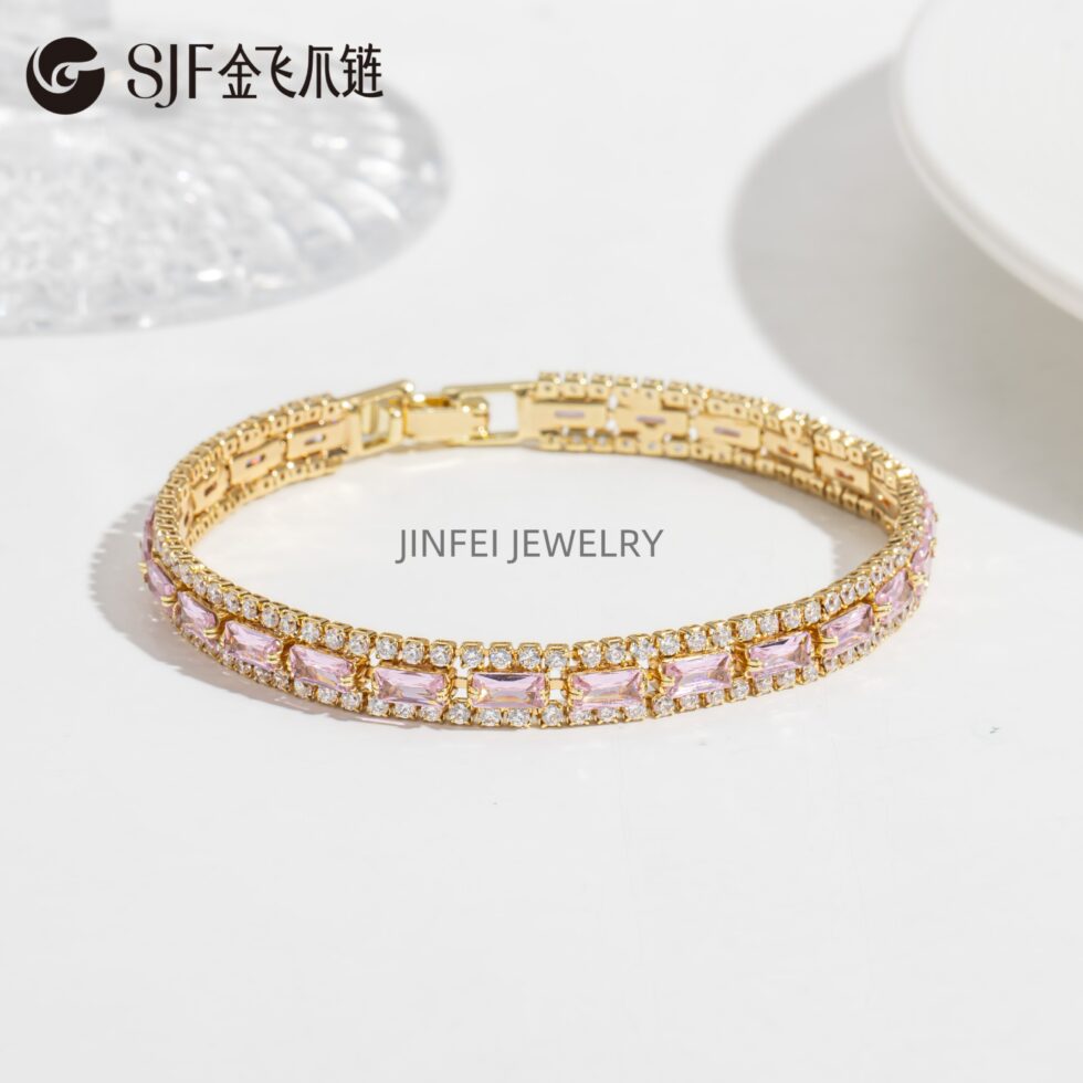 Wholesale Champagne Tennis Chain Bracelet with Triple Row Zirconia - image 10