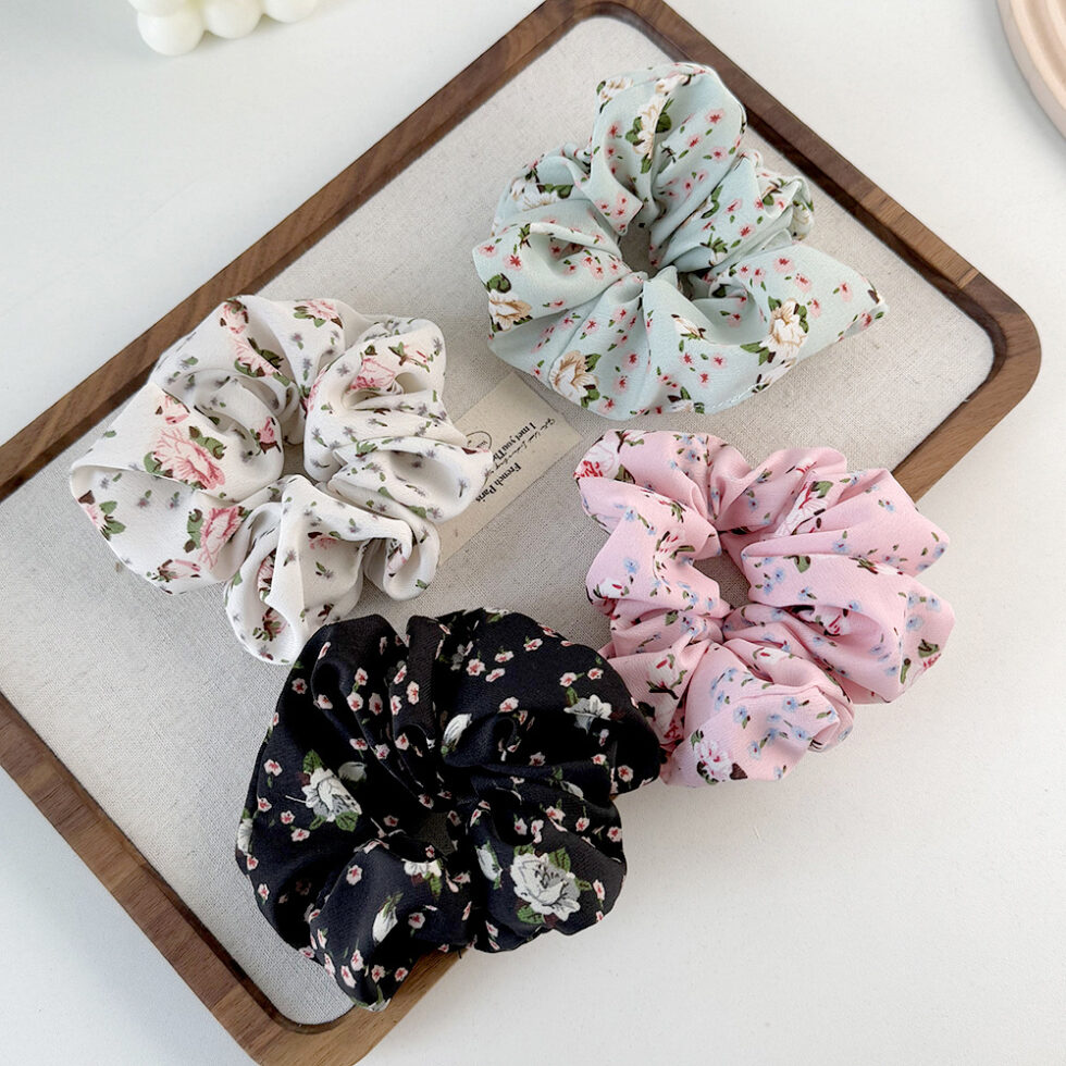 Wholesale Floral Chiffon Scrunchie Hair Ties 2025 Collection - image 4