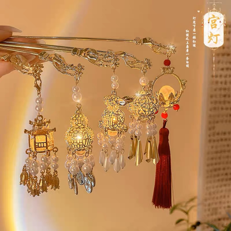 Wholesale Glowing Hanfu Hairpins with Lantern Tassels - image 2