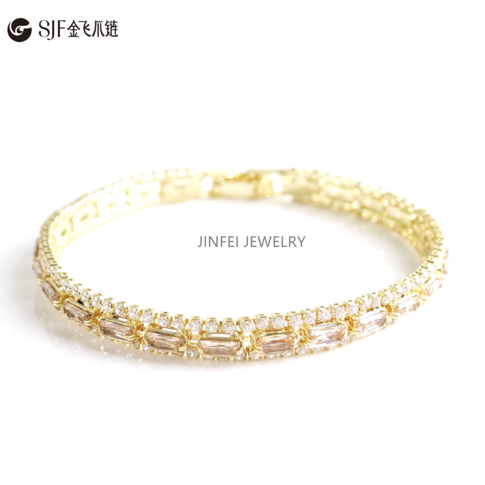 Wholesale Champagne Tennis Chain Bracelet with Triple Row Zirconia - image 5
