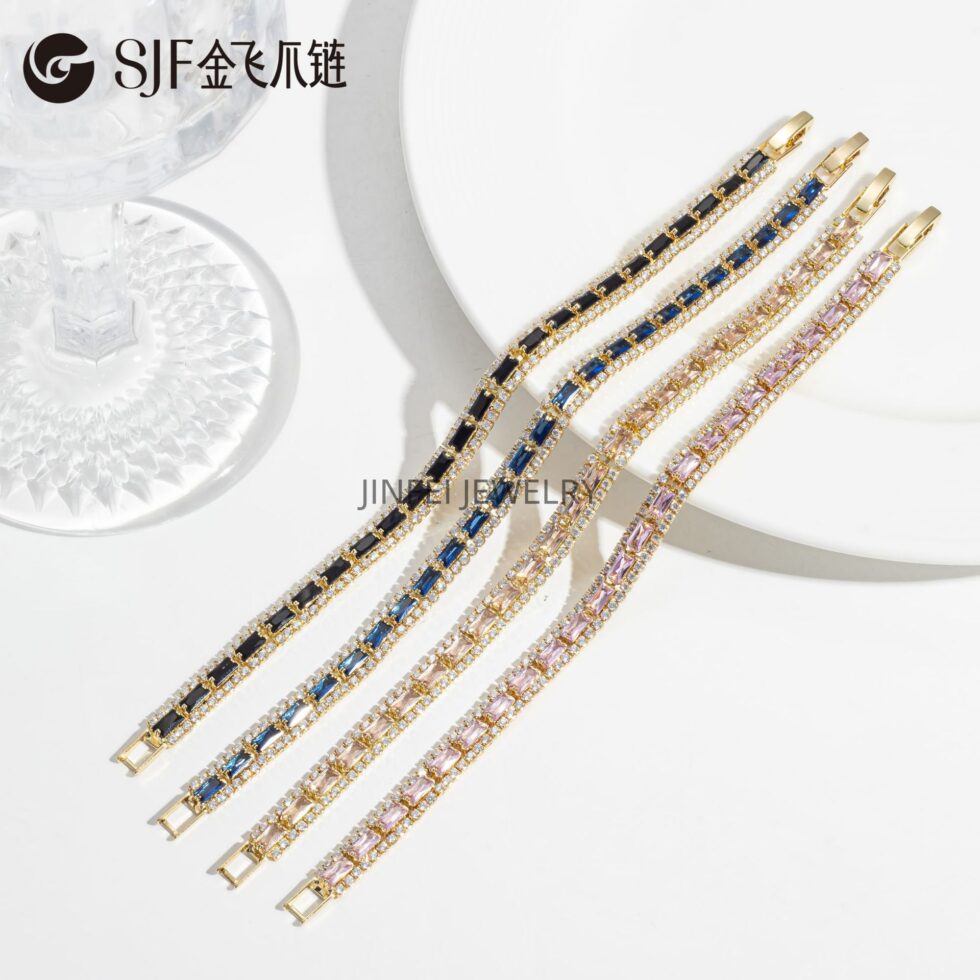 Wholesale Champagne Tennis Chain Bracelet with Triple Row Zirconia - image 3