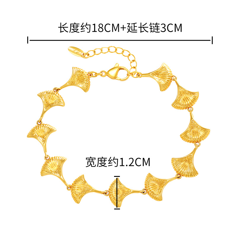 Wholesale 24K Gold Plated Ginkgo Leaf Bracelet Women Fashion - image 6