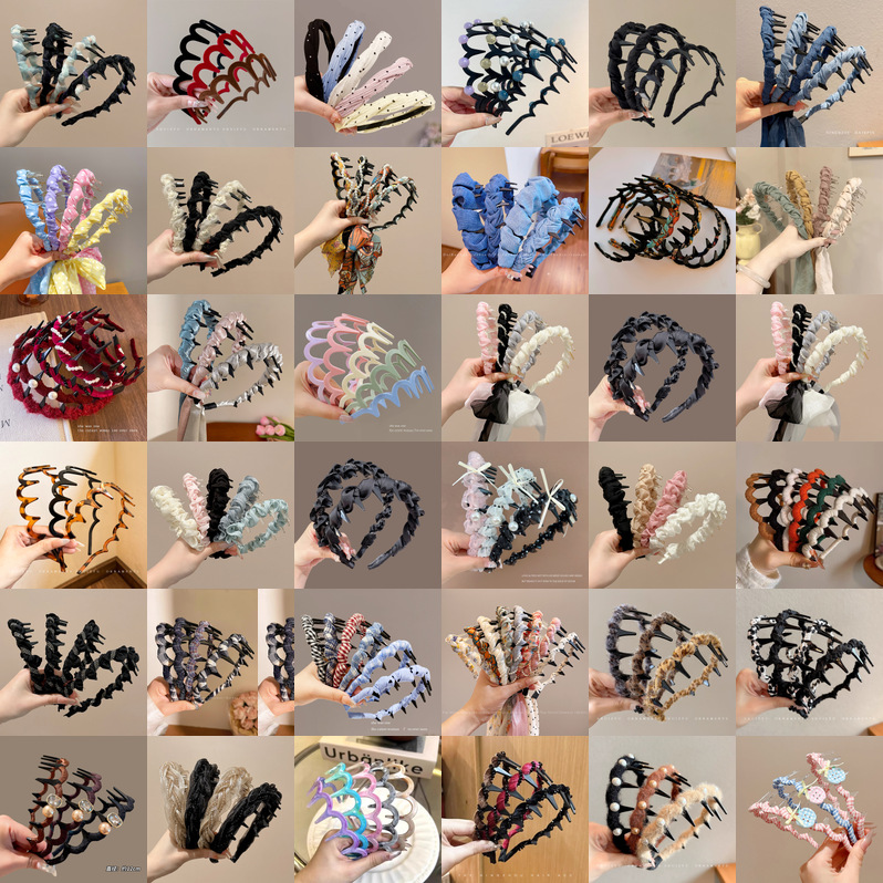 Wholesale French Style Non-Slip Wavy Fabric Headbands for Women - image 1