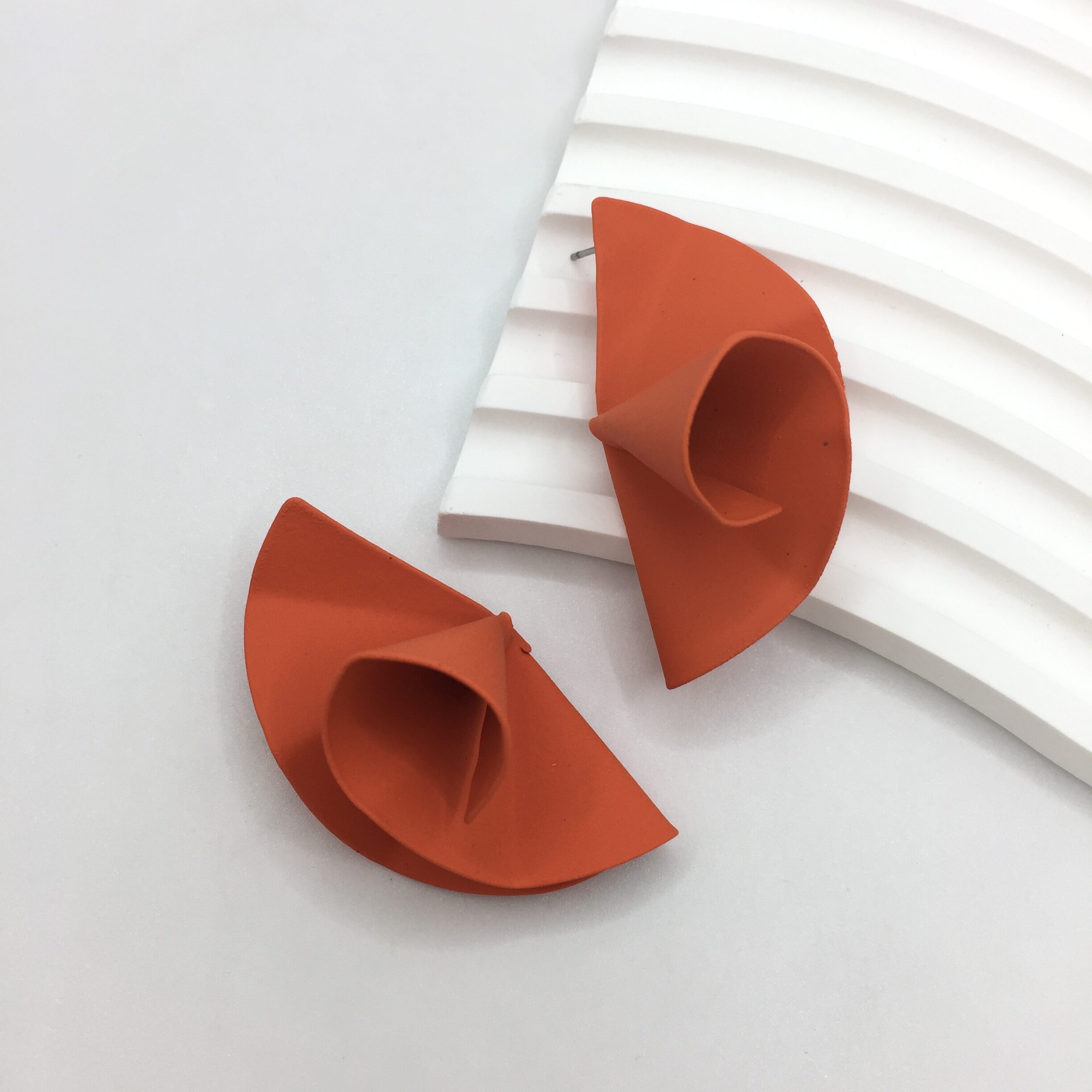 Geometric Asymmetric Earrings Black Red Fashion