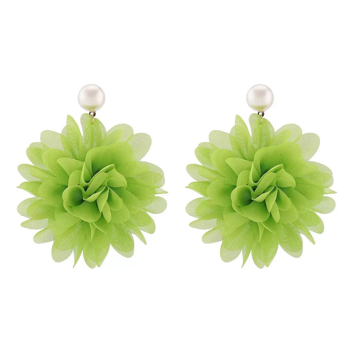 Exaggerated Pearl Flower Earrings Dopamine Fashion