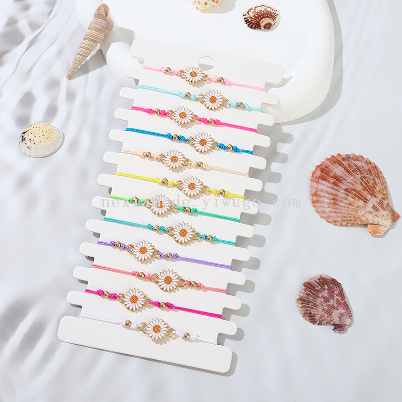 Wholesale Daisy Charm Bracelets with Colorful Thread - Detail 1