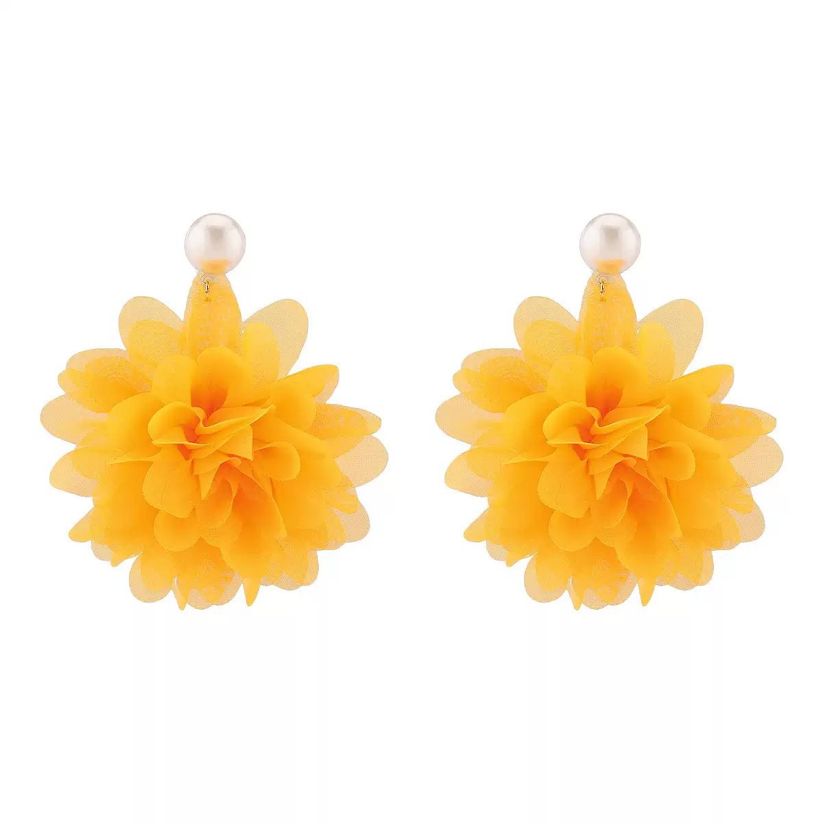 Exaggerated Pearl Flower Earrings Dopamine Fashion