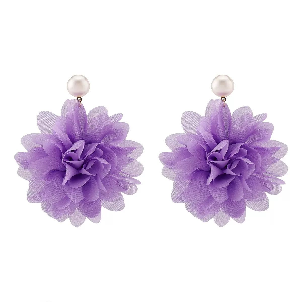Exaggerated Pearl Flower Earrings Dopamine Fashion