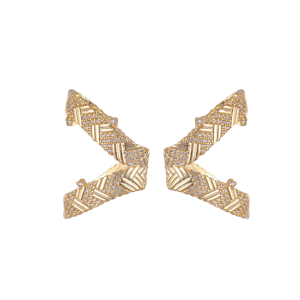 V-Shape Cubic Zirconia Ear Clips for Women