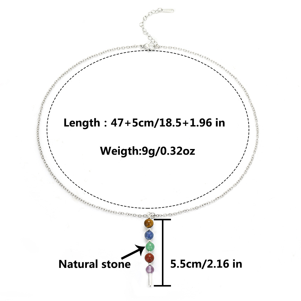 Zodiac Stone Bead Necklaces Stainless Steel Chain