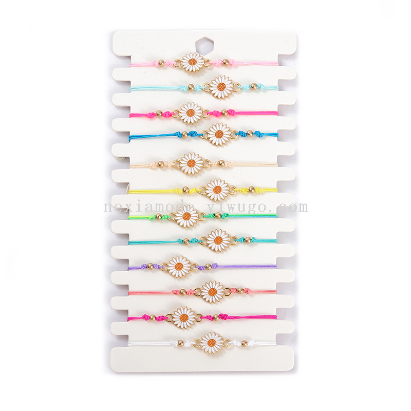 Daisy Charm Bracelets with Colorful Thread