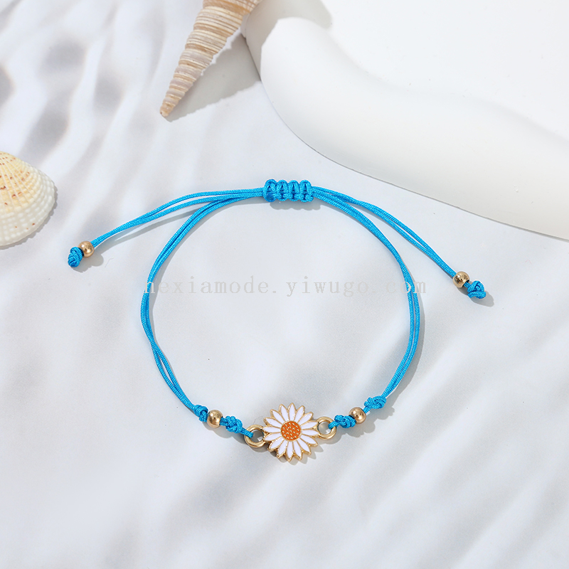 Daisy Charm Bracelets with Colorful Thread