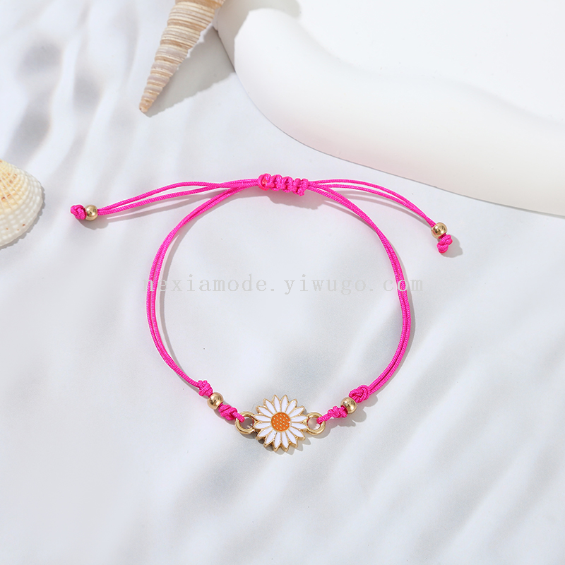 Daisy Charm Bracelets with Colorful Thread
